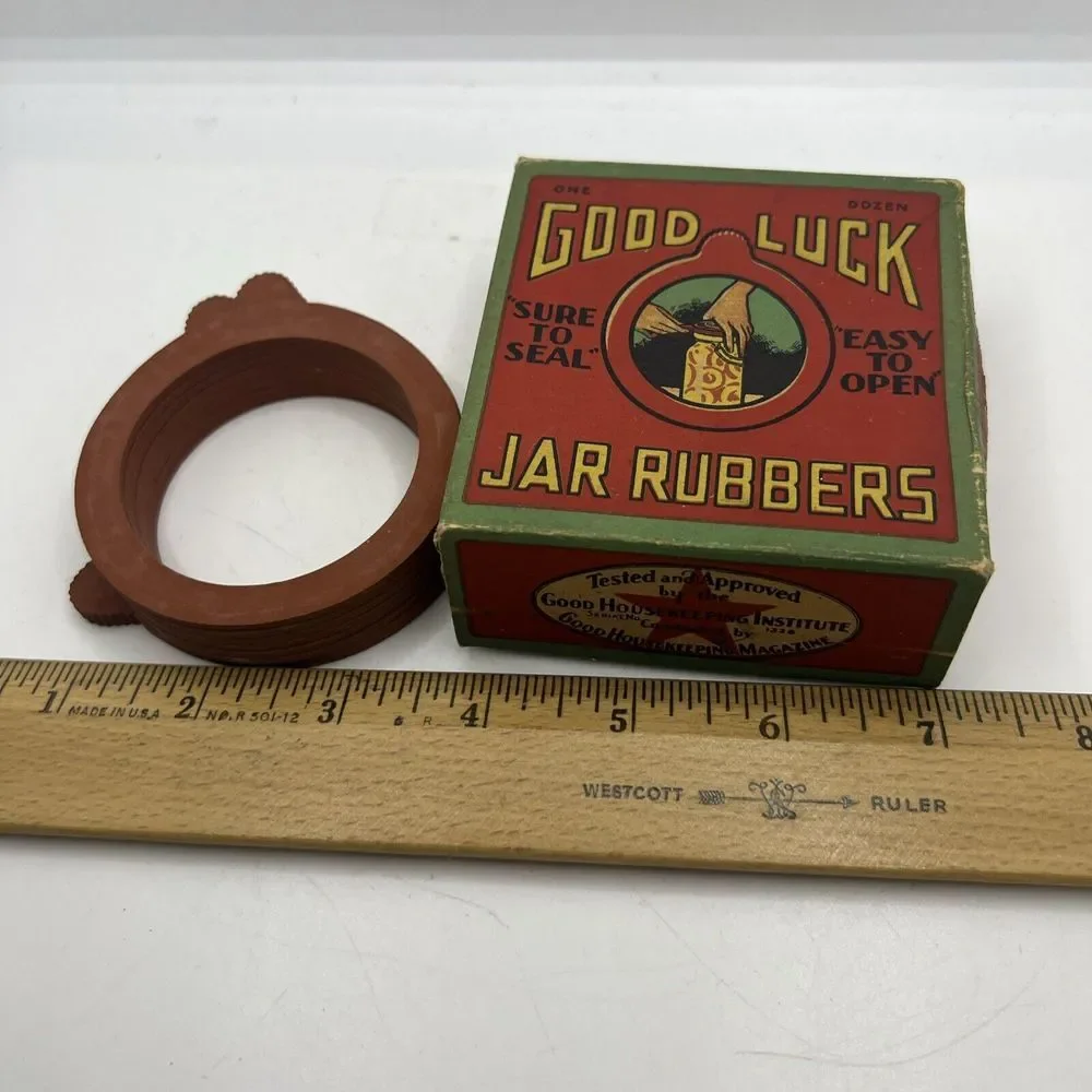 Vintage 1910's Good Luck Jar Rubbers Open‎ Box Only 8 Included
